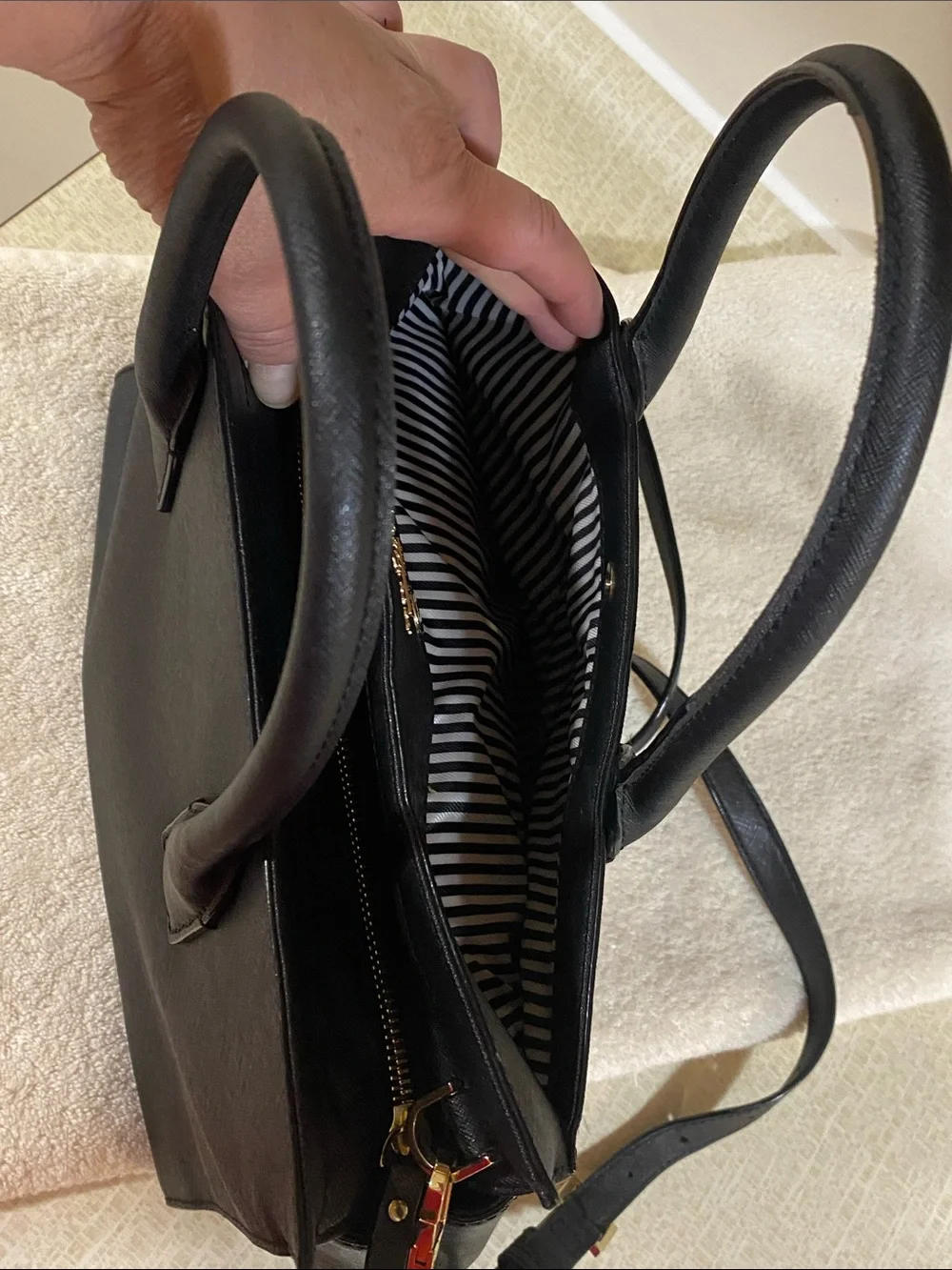 kate spade Black Saffiano Satchel with Crossbody Strap